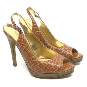 MICHAEL‎ ANTONIO TAN PATENT CROC PEEPTOE SLINGBACK